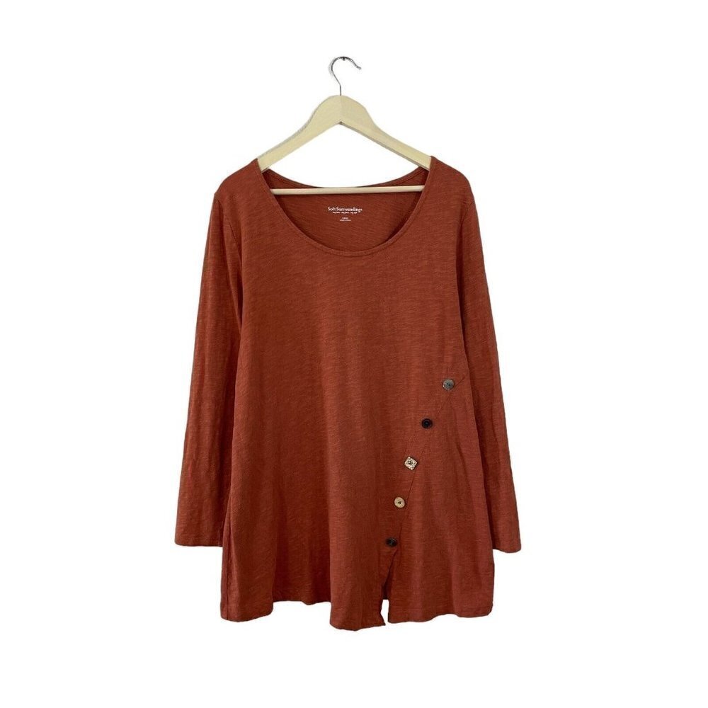 Soft Surrounding Large Offshore Faux Wrap Tunic Fall Autumn Cotton Top Womens